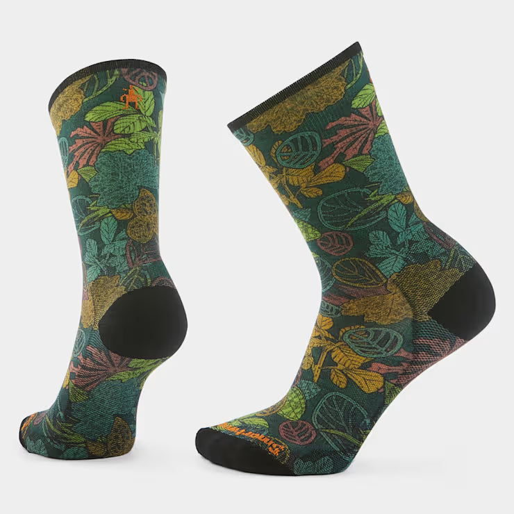 Bike Aloha Forest Print Crew Socks image 0