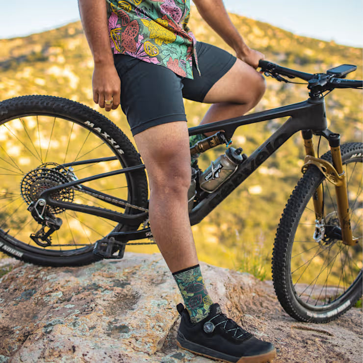Bike Aloha Forest Print Crew Socks image 1