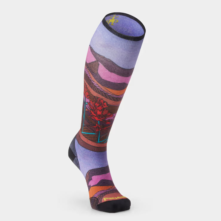 Women's Ski Floral Field Print Over The Calf Socks image 1