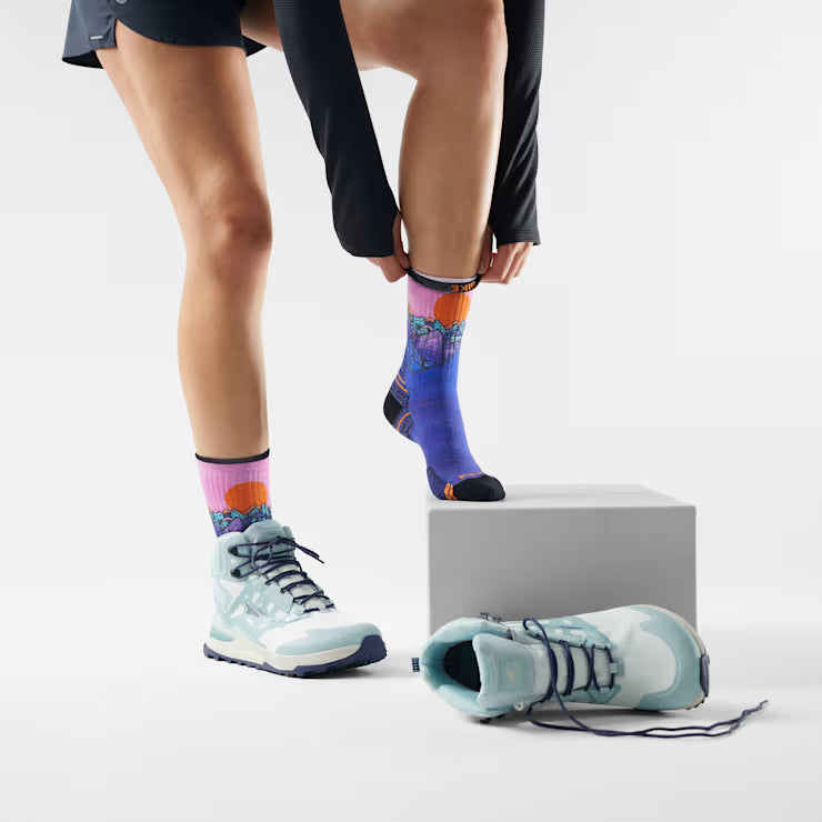 Women’s Hike Mountain Sunrise Print Crew Socks image 1