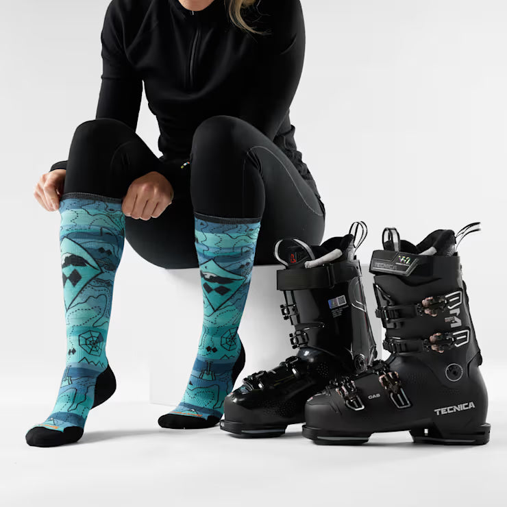 Women's Ski Topo Treasures Print Over The Calf Socks image 1