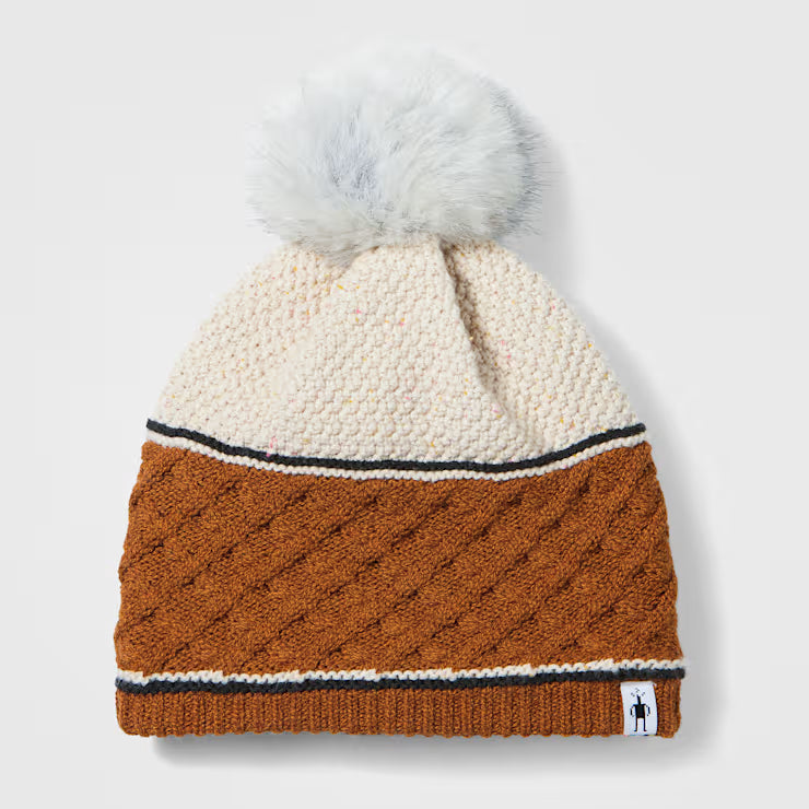 Cable Knit Colorblock Pom Beanie image 1